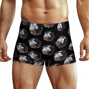 Zwart & Wit Wolf Heren Boxer Slips Hoge Tailleband Zacht Ondergoed Stretch Trunks Panty