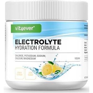 Elektrolyten - 200 g (40 porties) - Hydratatieformule met chloride, kalium, natrium, calcium, magnesium - Perfect voor sporters met vochtverlies - Zonder suiker - Veganistisch - Citroen Smaak