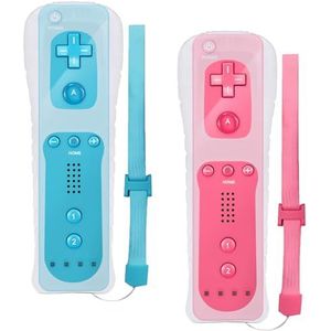 GBKDQQ 2x Wii-Fernbedienung, Wii-controller Gamecontroller Draadloze Afstandsbediening Bewegungssensor Vernbedinung Ersatz Gamepad Controller voor Wii und Wii-Konsole, mit Silikonhülle und