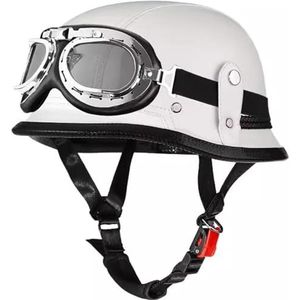 Duitse Stijl Motorfiets Halve Helm, Vintage DOT/ECE Goedgekeurde Open Gezicht Motorfiets Helm Met Verstelbare Snelsluiting Retro Scooter Crash Helm Voor Volwassen Mannen En Vrouwen 8,XL
