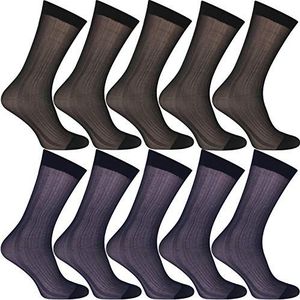 10 paar heren ultra dunne jurk sokken zijde pure zakelijke sokken zachte nylon werk broek sox midden kalf, 5 zwart+5 marineblauw, One Size