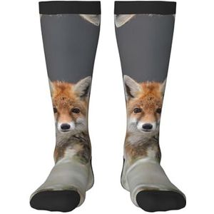 Leuke vos volwassen grappige 3d sokken crew sokken nieuwigheid sokken gag geschenken, zachte gezellige sokken., Zwart, Eén Maat