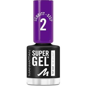 Manhattan Super Gel Top Coat, manicure-effect geheel zonder uv-licht, doorzichtige toplak die tot 14 dagen houdt, kleur Clear 001, 1 x 12 ml