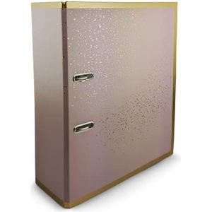 Netuno 1 x documentenmap, DIN A4, satijn, goud, sparkle 75 mm breed, 2-ringmap, karton, ringband, A4, elegante bureaumap, kunststof map