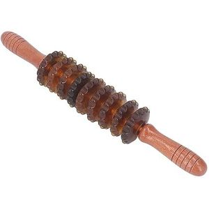 Therapie Massage Roller Stick, Verlicht Pijn 9 Wheel Roller Massager Portable voor Buik voor Gym (Bruin)