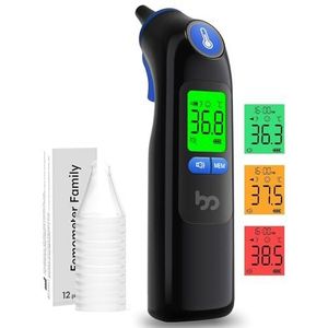 Oorthermometer, klinische oorthermometer voor kinderen, pasgeborenen, volwassenen, digitale infraroodthermometer met 24 wegwerp-beschermkappen (blauw)
