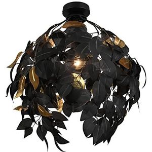 Reality Leuchten Plafondlamp Leavy R60461032, metaal zwart, kap kunststof zwart/goud, excl. 1x E27