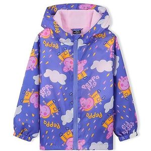 Peppa Pig Waterdichte kinderjas, regenjas voor meisjes, fleece gevoerde jas met capuchon voor peuters en kinderen, 2-6 jaar, Meerkleurig, 3-4 jaar