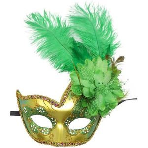 SAVOMA Kerstmis Halloween veren masker carnaval geest masker (kleur: 8 goud groen)