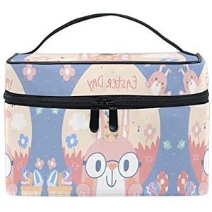 Paasbloem schattig konijntje cosmetische tas organizer rits make-up tassen zakje toilettas voor meisjes vrouwen