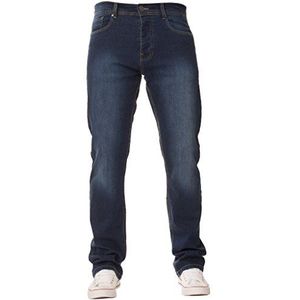 Nieuw Mens ENZO Stretch Rechte Been Regular Fit Klassieke Basic Denim Jeans, Midden Stonewash, 32W / 30L