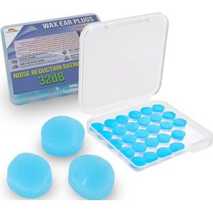 Mobi Lock Silicone Wax Oordopjes - 32db Noise Cancelling Gehoorbeschermers voor Slapen, Zwemmen, Reizen, Concerten - Pak van 30, Blauw