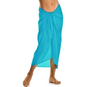 TOSKATOK® Sexy stijlvolle wikkelrok voor dames en meisjes, sarong pareo in effen kleuren, turquoise, Eén maat