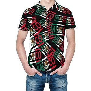 Mexicaanse vlag heren shirt met korte mouwen golfshirts regular fit tennis T-shirt casual business tops
