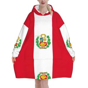 Oversized Vlag Van Peru Hoodies Vrouwen Uk Pluizige Deken Hoodie Sherpa Vrouwen Fleece Draagbare Deken Mannen