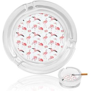 Zomer Tropische Flamingo Bloemen Glas Asbak Print Sigaar Asbakken Sigaretten Asbak Roken Houder Ash Tray Voor Thuiskantoor