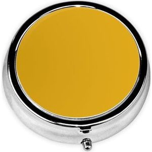 Mosterdgele draagbare pillendoos, 3 compartimenten medicijnpillengeval, bedrukte pillenorganizer voor zakportemonnee en reizen