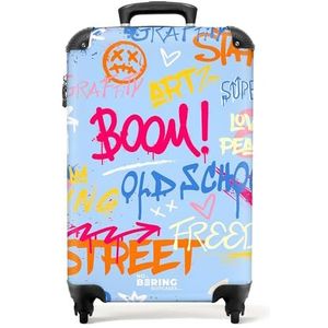 NoBoringSuitcases.com® Street Art, Teksten blauw, Handgepäck, koffer