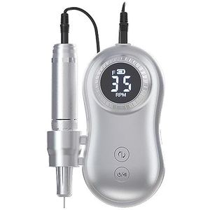 Elektrische nagelvijl, 35000 RPM Elektrische Nagellak Boor Draagbare 2 In 1 Elektrische Nagelvijl Met Lcd-scherm USB Lading Professionele tool voor zowel natuurlijke als kunstnagels (Color : Silver,