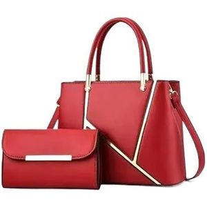 Schoudertas for dames, grote handtas, boodschappentas, school, casual reis, portemonnee met ritssluiting, dames draagtas (Color : Red)