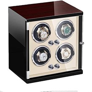 Watch Winder Voor 4 Horloges Automatische Horlogeopwinder Met LED-licht Stille Mabuchi-motor Verstelbaar Horloge Kussens Roterende Horloges Display Box (Color : Beige PU, Size : 4+0)