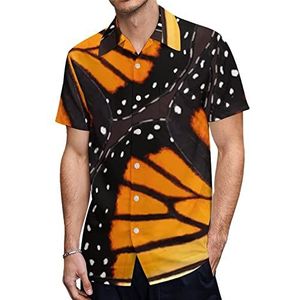 Oranje Monarch Butterfly Wings Heren Hawaiiaanse Shirts Korte Mouw Casual Shirt Button Down Vakantie Strand Shirts 4XL