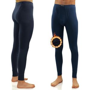Sesto Senso Heren Thermische Lange Onderbroek Katoen 100% Warm Lichtgewicht Ondergoed Functionele Leggings Base Layer Bottom, Donkerblauw, M