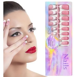 Dagelijkse pers op kunstnagels, 150 stuks zelfklevende trendy kunstnagels met witte Franse punten, nagelkunstproducten voor bruiloft, vergadering, thuis, feest, dating, reizen Tsuchiya
