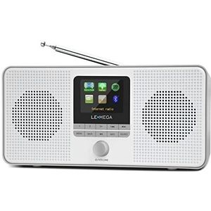 LEMEGA IR4 Stereo Draagbare WIFI Internet Radio,DAB/DAB+/FM Digitale Radio,Spotify Connect,Draadloze Bluetooth,Wekker,Slaap/Snooze Timer,Hoofdtelefoon,Ingebouwde Batterij en Netspanning -Grijs