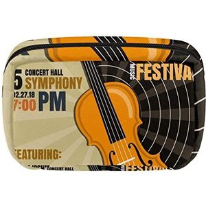 Klassieke Muziek Festival Reis Gepersonaliseerde Make-uptas Cosmetische Zak Toiletry tas voor vrouwen en meisjes, Meerkleurig, 17.5x7x10.5cm/6.9x4.1x2.8in