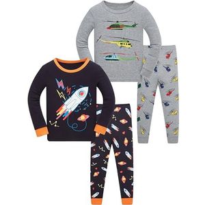 LOLPIP Jongenspyjama met lange mouwen, 4-delig, kleine kinderen, nachtkleding, pyjamaset, 2-14 jaar, 3 Jaar