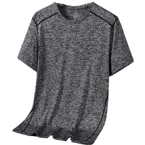 Dvbfufv Heren Outdoor Dunne Ademend Zijde Sneldrogend T-shirt met korte mouwen Sport Training Tops, Grijs, M