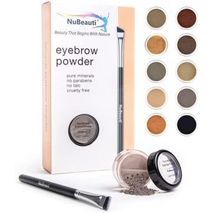 Mineraal wenkbrauwpoeder van NuBeauti - Natuurlijke wenkbrauwmake-up kit met schuine contourborstel voor precisiebeeldhouwen naar kleurwenkbrauwen precies voor mooie, perfecte professionele wenkbrauwen (lichte houtskool)