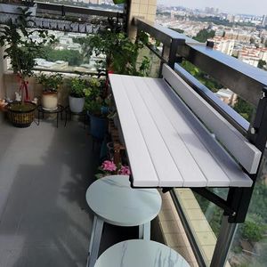 ZENCIX Balkonrailtafel, buiten balkon reling tafel opvouwbare hangtafel, 80 x 25 cm/31,4 x 10,2 inch, buiten bartafel, opvouwbare bijzettafel, klein opvouwbaar servicedesk