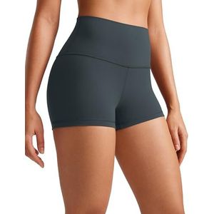 CRZ YOGA Dames Butterluxe Yoga Short 2.5''-Hoge Taille Workout Gym Leggings Hardlopen Spandex Biker Shorts Donkergroen M