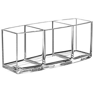 Make-up Borstel Houder Organizer, 3 Slot Acryl Make-up Borstel Organiser, Eyeliners Display Houder voor Comestic Organizing (Clear)