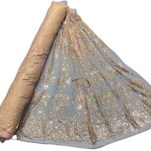 Een bruidsjurk, Stof for trouwjurk in meerdere kleuren, 3 meter, 150 cm mesh, spraykant(Gold)