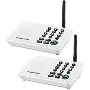 Draadloze intercoms, 1 mijl lange afstand draadloos intercomsysteem for thuiskantoor, kantoorruimte, kamer-naar-kamercommunicatie(2 Unit White)