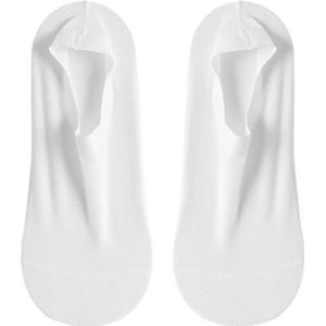 AJTUTUS Mannen Onzichtbare Antislip Low Cut Sokken Nylon Mesh Ventilatie Zachte Katoen Voetbed Enkelsokken Voor Dagelijkse Slijtage Sport, Wit, One size