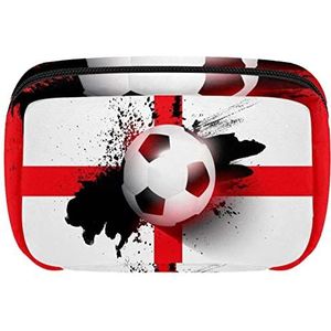 Voetbal Engeland Vlag Cosmetische Rits Pouch Make-up Tas Reizen Waterdichte Toiletry Zakken voor Vrouwen, Meerkleurig, 17.5x7x10.5cm/6.9x4.1x2.8in