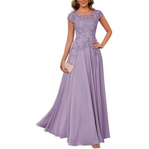 BRIGOW Kant Applique Moeder van de Bruid Jurk voor Bruiloft Prom Jurken Chiffon Cocktail Jurken Plus Size, Wisteria, 32