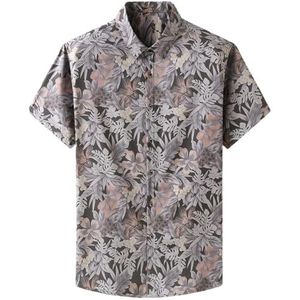 Heren Korte Mouw Shirts Heren Zomer Plus Size Mode Losse Print Strand Shirt Tops Heren Kleding, 9205-kaki, L
