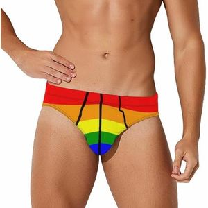 Regenboog LGBT Pride Flag heren slips ondergoed stretch slip zachte ademende onderbroek bedrukt