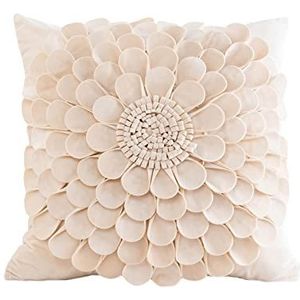 Cankypu 3D Bloemvormige Kussensloop Zachte Kussenhoes Romantische Kussensloop Met Verborgen Rits voor Home Decor Bed Sofa Slaapkamer Auto Decoratieve Kussensloop 18x18 Inch