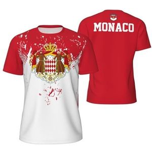 Sport T-Shirt Vintage Monaco Vlag Graan Tees 3D Gedrukt voor Fitness Running Voetbal, Meerkleurig, M