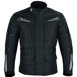 Jet Motorfiets Motorjas Mens Textiel Waterdicht Gepantserde Mid Lengte Multi Functionele PANTHER (Zwart, XL)