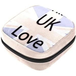 Maandverband Opbergtas, Vrouwelijke Product Pouches Draagbare Periode Kit Tas voor Meisjes Vrouwen Dames UK Love the Great British Flag, Meerkleurig, 4.7x6.6x6.6 in/12x17x17 cm