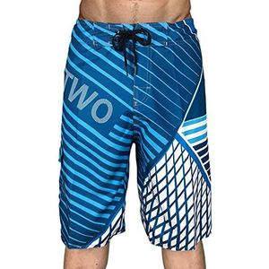 Zwemshort voor heren, herenzwembroek, casual kleurrijke zwemshort, knielengte, lang, sneldrogend, boardshorts met mesh-voering, verstelbaar trekkoord, zwembroek voor heren, blauw #3, M