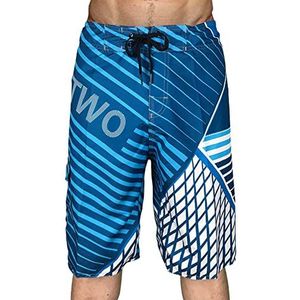 Zwemshort voor heren, herenzwembroek, casual kleurrijke zwemshort, knielengte, lang, sneldrogend, boardshorts met mesh-voering, verstelbaar trekkoord, zwembroek voor heren, blauw #3, XL