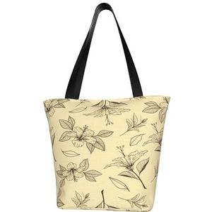 BeNtli Schoudertas, canvas draagtas grote tas vrouwen casual handtas herbruikbare boodschappentassen, vintage retro bloemen bloemenpatroon, zoals afgebeeld, Eén maat